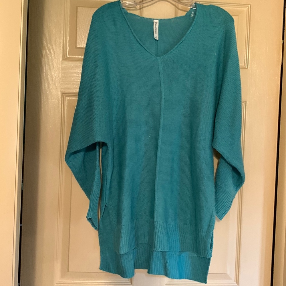 Turquoise blue tunic sweater